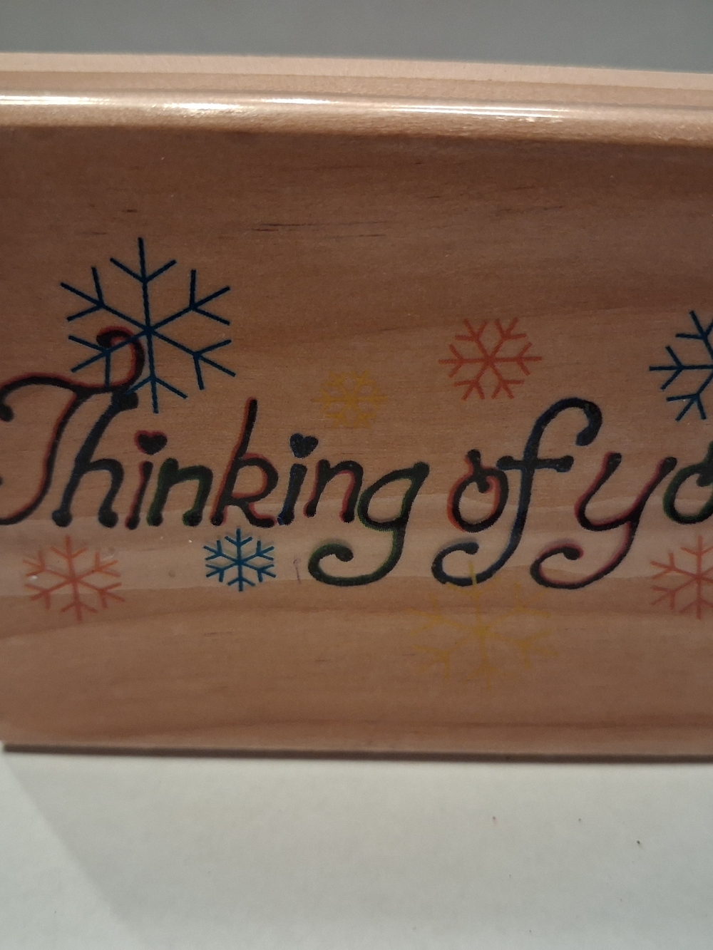 Thinking of You Wooden Decorative Sign - Multicolor Snowflake Design